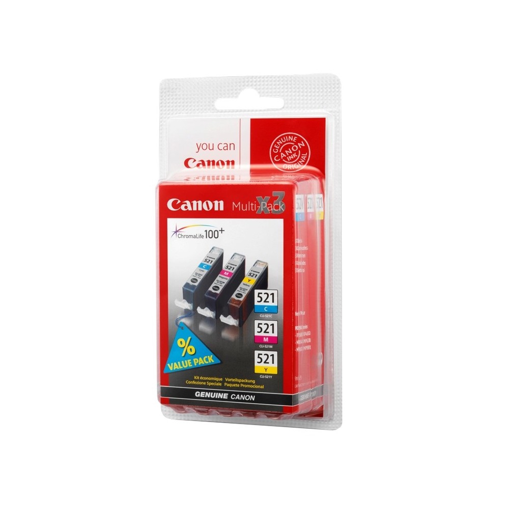 Canon CARTUCHO RAINBOW PACK CLI-521/C/M/Y Pixma MP 620/630/980 IP/4600