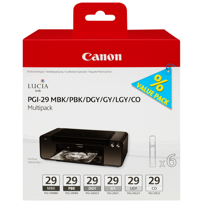 Canon PIXMA/PRO-1 MultiPack PGI-29 MBK/PBK/DGY/GY/LGY/CO