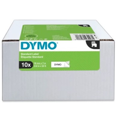 DYMO D1 Multipack-Cintas Dymo19mmx7m VALUE PACK( 10 rollos) Negro/Blanco