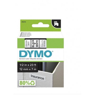 DYMO D1 - Cintas Dymo 12mmx7m Blanco/Negro