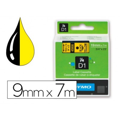 DYMO Cinta Negro Amarillo 9mm x 7 mt D1