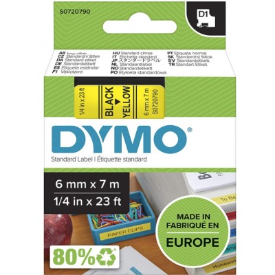 DYMO D1 - Cintas Dymo 6mmx7m Negro/Amarillo