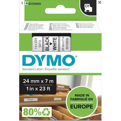 DYMO D1 Cinta2 4mmx7m Negro/Blanco Plastica