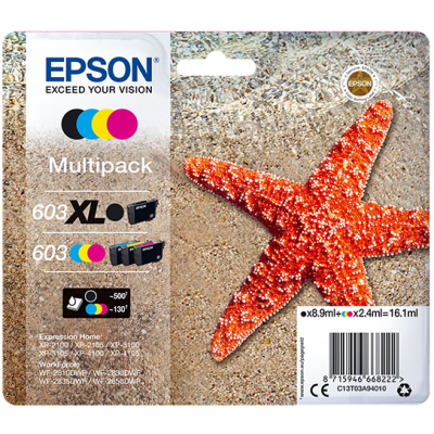 EPSON tinta MultiPack Std/XL Estrella de mar 4 tintas 603 XL negro/Std. CMY No Tag Multi